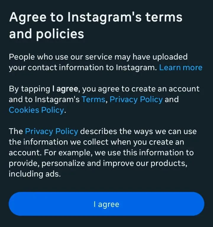 HOME 30 Agree to terms and policies